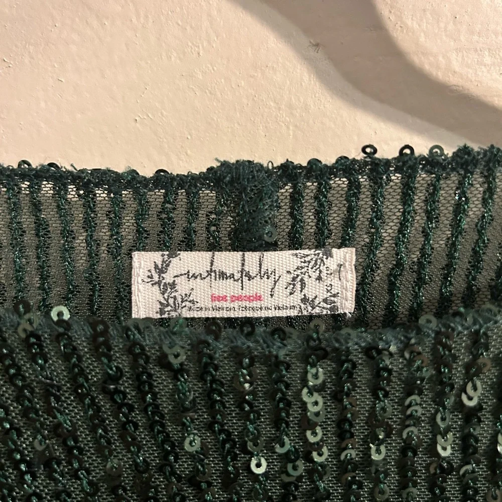 Free People Gold Rush Sparkling Green Long Sleeve top - Picture 4 of 6